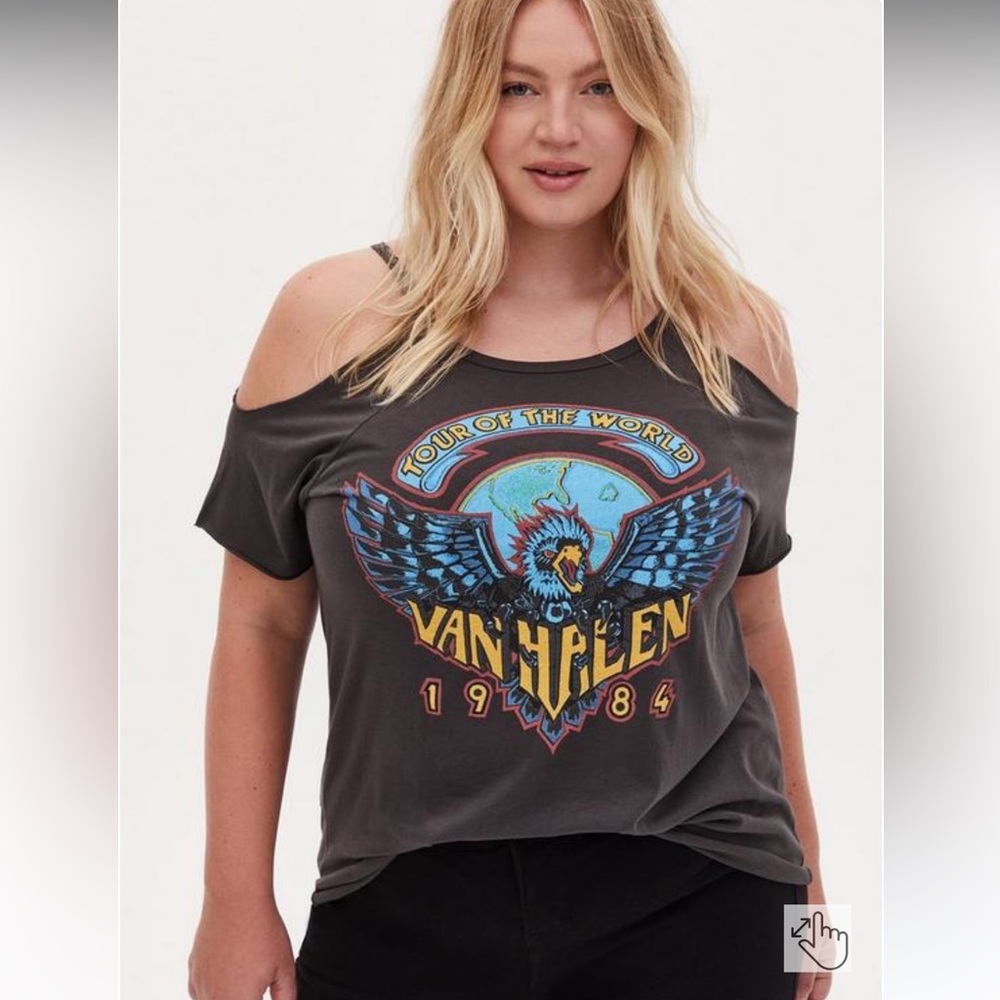 Torrid - Women’s Van Halen Cold Shoulder Tee - Vintage Black